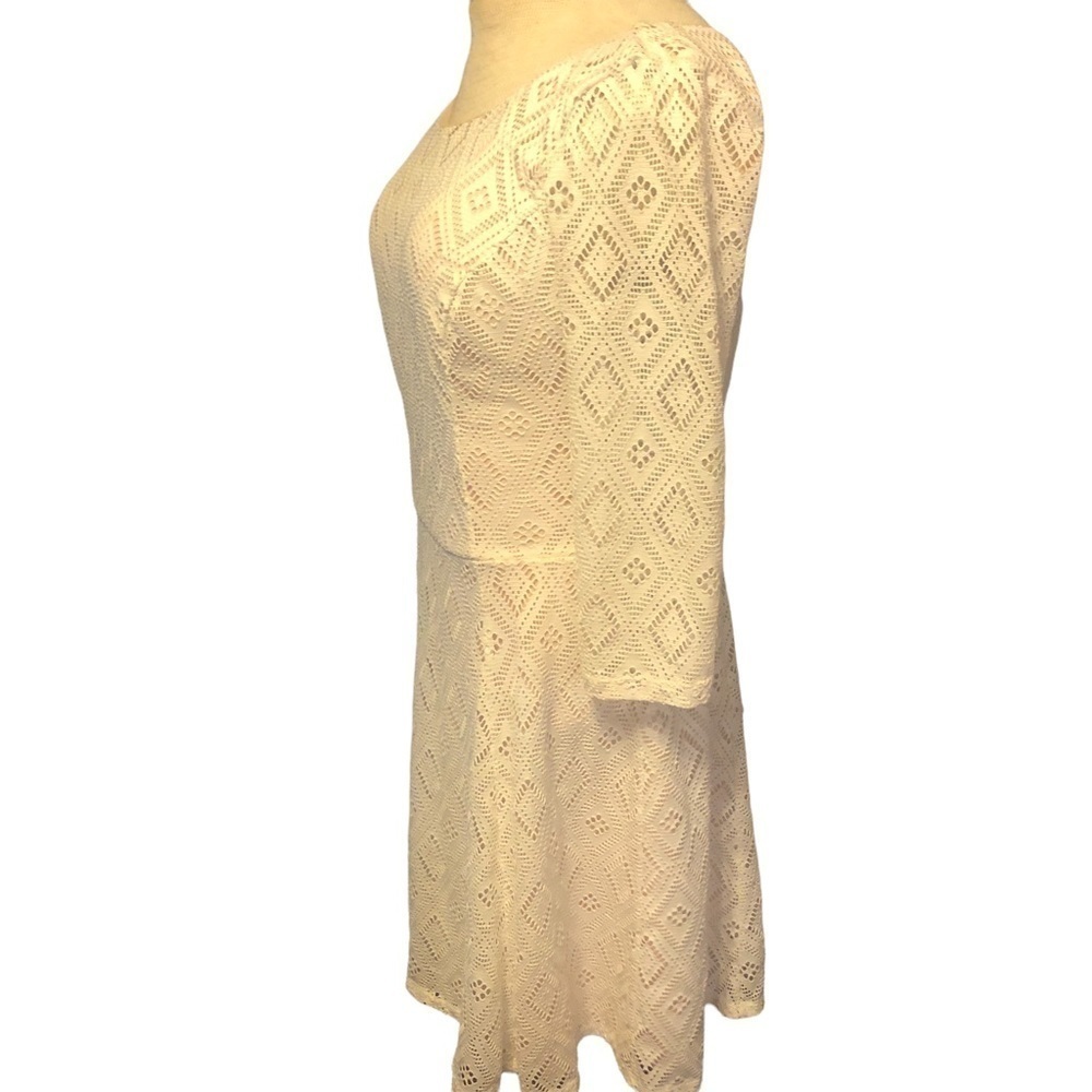 Lily Rose Bateau Neck Low-Back Dress Fit & Flared Ivory Lace Over Cream Size Sm - Picture 4 of 9